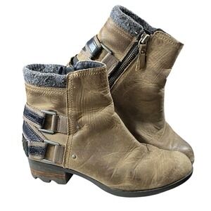 Sorel Lola Boots‎ 7.5 Tan Western Cowgirl Thrashed Grunge Buckle Leather Rustic
